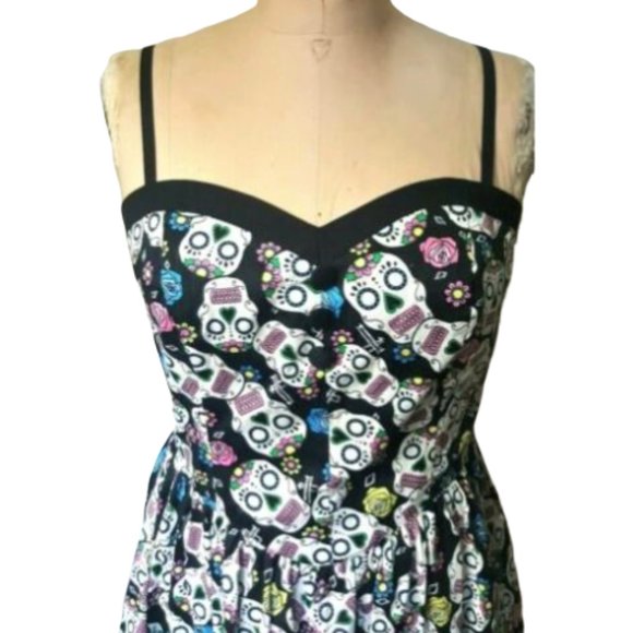 Hell Bunny Dresses & Skirts - Calaveras Fit & Flare 50s vibe skulls pin up dress